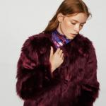 Veste d'hiver en fausse fourrure bordeaux