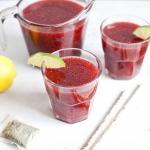 Limonade au thé vert, framboises et chia