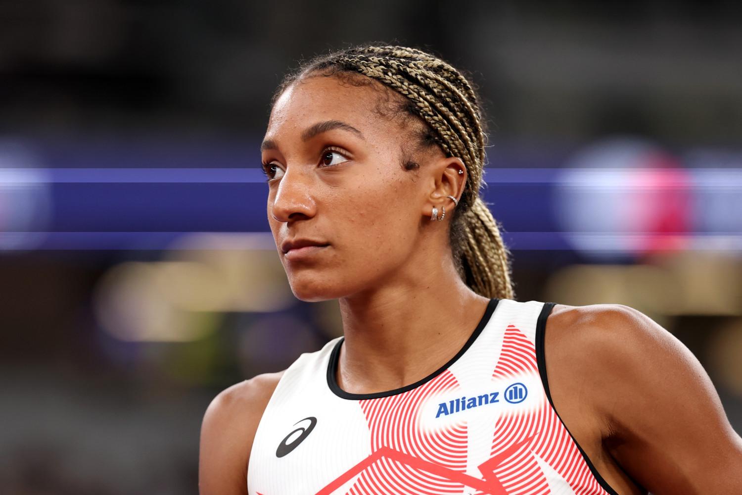 Nafi Thiam in actie op het WK atletiek. Haar kritiek op Belgian Athletics berust deels op een verkeerde, nooit gebruikte quote over een 'lesje leren'.