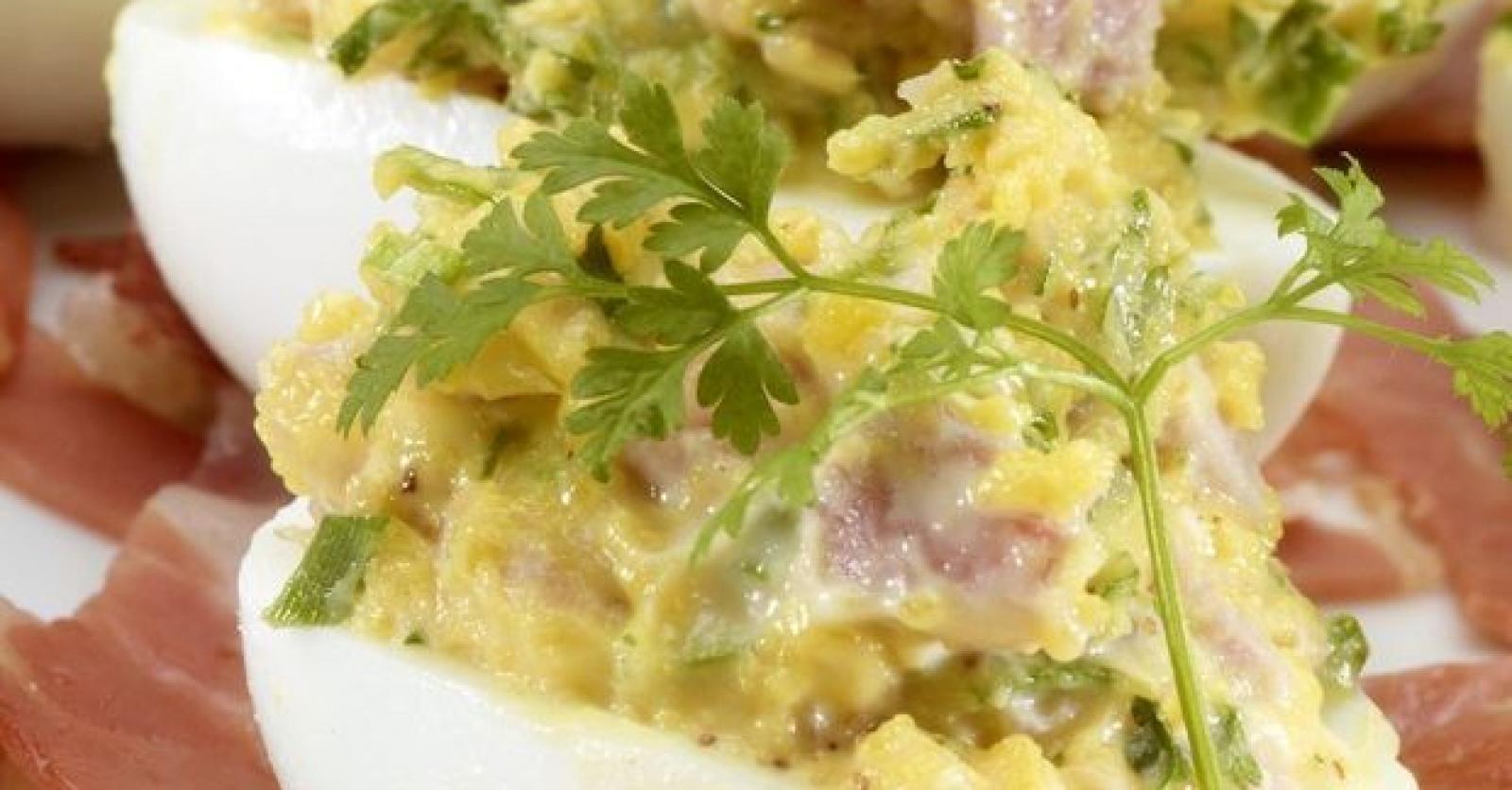 Gevulde eieren met ham