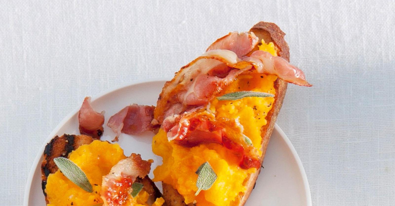 Recette des crostini à la purée à la purée de potiron et bacon