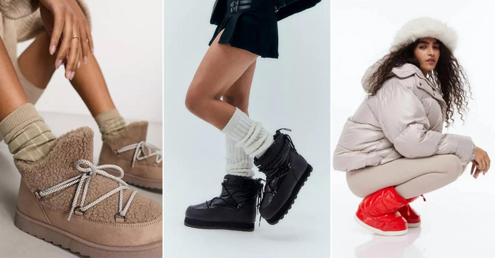 Boots après-ski à lacets multicolores