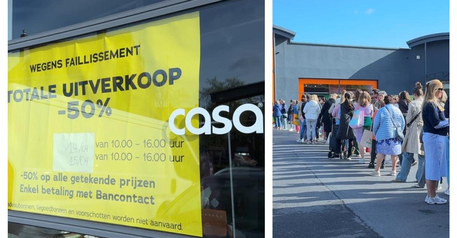 Chaos bij uitverkoop failliete CASA in Brugge: ellenlange wachtrijen in Sint-Kruis, terwijl vestigin
