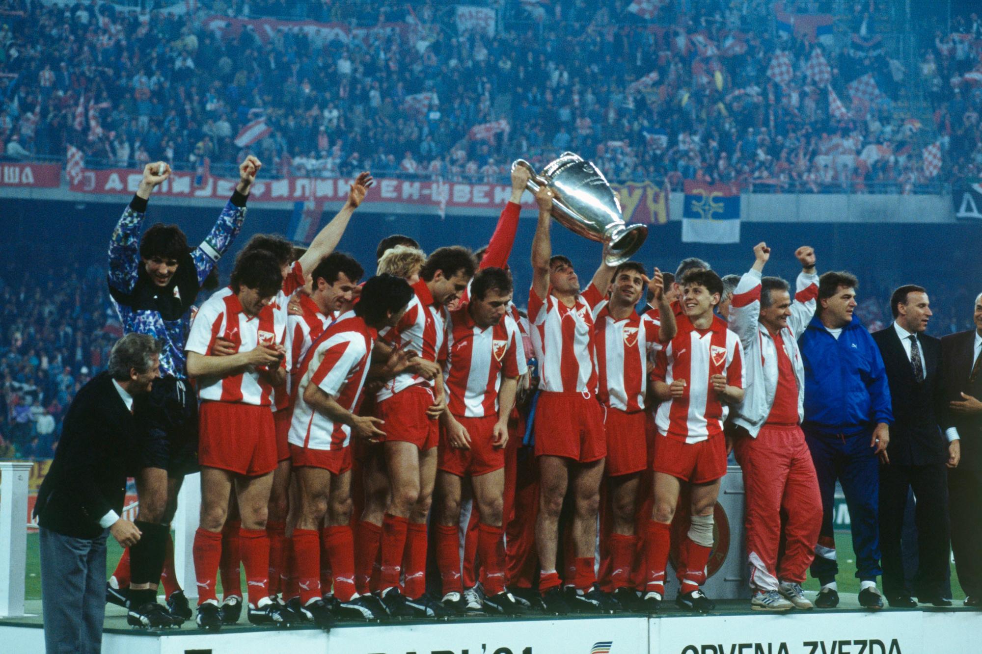 DRAGAN DZAJIC and LJUPKO PETROVIC coach champions of Europe 1991 Red star Crvena  zvezda Champions