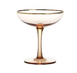 Feestdagen met een gouden randje: set van 2 roze champagnecoupes - € 32,50 - &klevering.