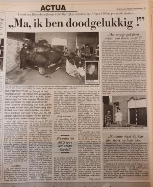 Het krantenartikel na het dodelijke ongeval. (gf)