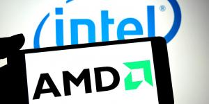 Intel et AMD logo.