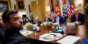 De Oekraïense president Zelensky bij de Amerikaanse president Trump op bezoek in het Witte Huis, eind oktober.