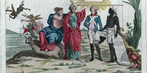 Allegorische gravure bij de slavernij en de Verlichting