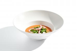 Gazpacho met garnalen en room