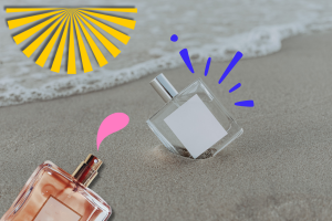 Dangereux, le parfum au soleil? Montage Vif Weekend (Canva)