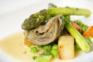 Artisjok en asperges met polenta