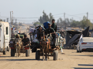 Palestijnen ontvluchten de omgeving van Rafah, op 28 juni 2024.