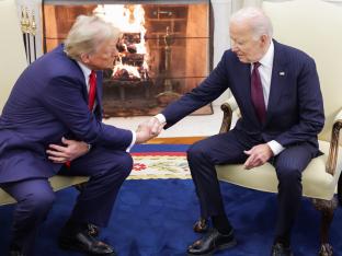 Donald Trump en Joe Biden op woensdag.