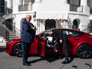 Donald Trump en Elon Musk op dinsdag.