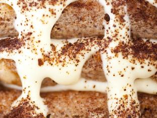 Close up of Tiramisu, a typical north Italian dessert.