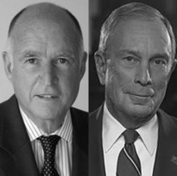 Jerry Brown en Michael Bloomberg