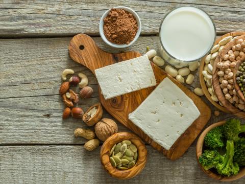 Selection vegan protein sources on wood background; Shutterstock ID 492453199; Projectnummer: B09773 ; Uitgave: Libelle Lekker; Traffic: Rien Delvaux; Anders: /