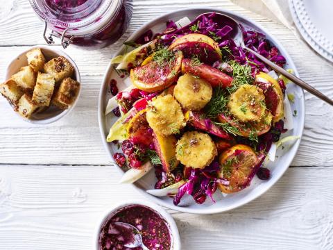 Delicious goulash with red cabbage chili and rosemary
