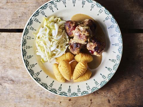 Fresh Chicory Salad  on  rustic wooden table.; Shutterstock ID 405004507