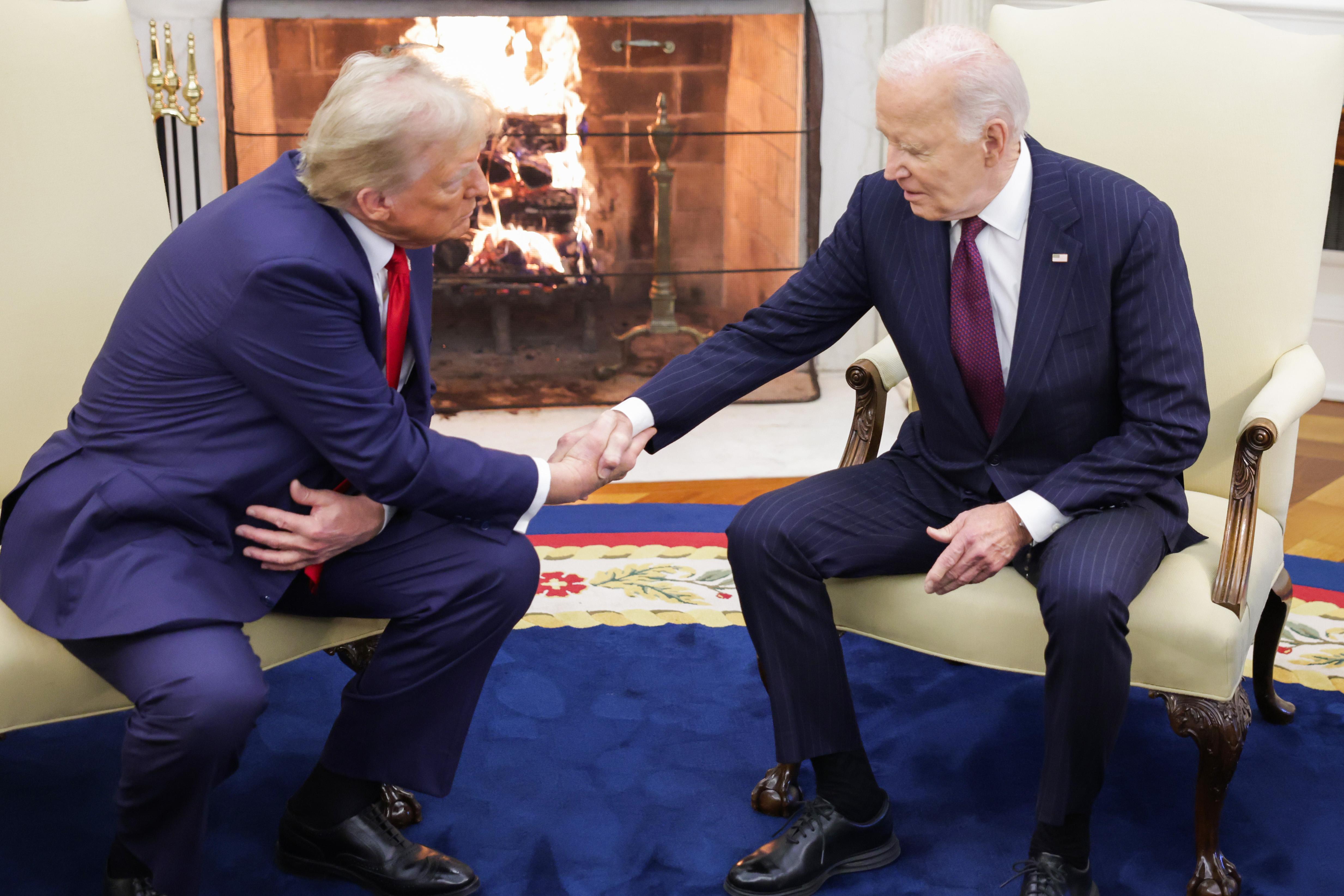 Donald Trump en Joe Biden op woensdag.