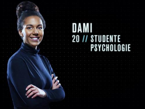 Dami (20) - studente psychologie: “Ik zou een goede Mol zijn omdat ik mensen snel doorzie. Ik kan binnen een groep ook gemakkelijk een geheim bewaren.”