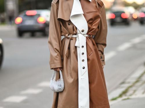 PARIS, FRANCE - SEPTEMBER 30: Vanessa Hong is seen wearing a brown and white leather coat outside the Rokh show during Paris Fashion Week S/S 2022 on September 30, 2021 in Paris, France. (Photo by Daniel Zuchnik/Getty Images)