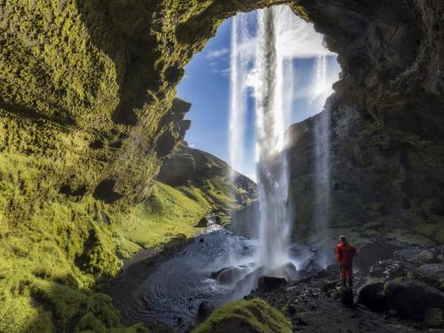 Blue Sky, Famous Place, Waterfall, Iceland