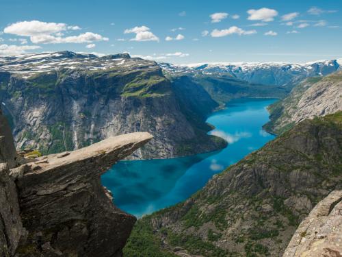 "Trolltunga, Troll's tongue rock above lake Ringedalsvatnet, Norway"