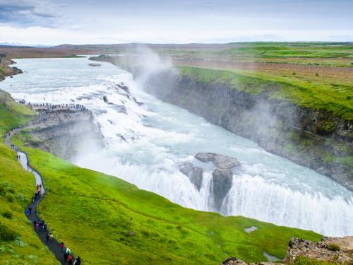 Iconic view of the Gullfoss waterfall in Iceland