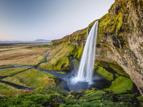 Beautiful Seljalandsfoss waterfall at dusk. Located in the south of Iceland