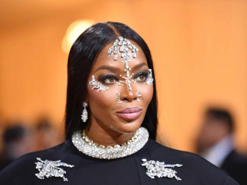 British model Naomi Campbell arrives for the 2022 Met Gala at the Metropolitan Museum of Art on May 2, 2022, in New York. - The Gala raises money for the Metropolitan Museum of Art's Costume Institute. The Gala's 2022 theme is "In America: An Anthology of Fashion". (Photo by ANGELA WEISS / AFP)