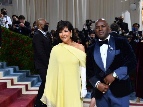 US socialite-businesswoman Kris Jenner and Corey Gamble arrive for the 2022 Met Gala at the Metropolitan Museum of Art on May 2, 2022, in New York. - The Gala raises money for the Metropolitan Museum of Art's Costume Institute. The Gala's 2022 theme is "In America: An Anthology of Fashion". (Photo by ANGELA  WEISS / AFP)