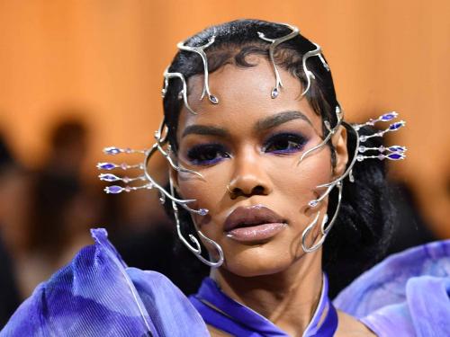 US singer-songwriter Teyana Taylor arrives for the 2022 Met Gala at the Metropolitan Museum of Art on May 2, 2022, in New York. - The Gala raises money for the Metropolitan Museum of Art's Costume Institute. The Gala's 2022 theme is "In America: An Anthology of Fashion". (Photo by ANGELA WEISS / AFP)