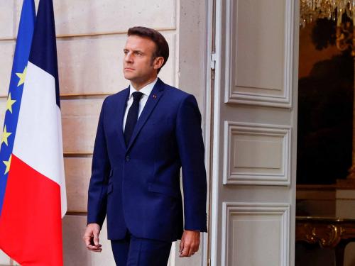 French President Emmanuel Macron arrives at the Elysee presidential palace in Paris on May 7, 2022, to attend his investiture ceremony as French President, following his re-election last April 24. (Photo by GONZALO FUENTES / AFP)