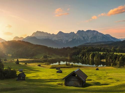 Bavaria, European Alps, Sunrise, Garmisch-Partenkirchen, Germany