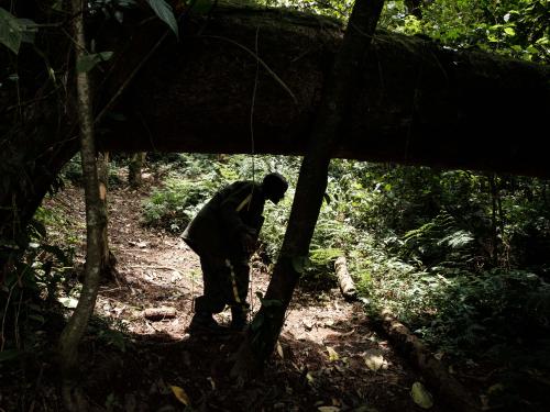 Deus-Dedit Niyiburana, a tourist guide, walks under a fallen tree in the Kibira National Park, northwestern Burundi, on March 13, 2022. - Burundi is classified as the poorest nation in the world in terms of GDP per capita, according to the World Bank.
But here too, as in other countries, young people, who make up the majority of Burundi's population, are increasingly connected.
Launched in 2021, the VisitBurundi initiative brings together around a dozen volunteers who organise trips for large groups of visitors, help to spruce up tourist destinations and, above all, broadcast Burundi's charms to the world.
The team is inspired by Dubai, where influencers thronged to beaches and bars even during the pandemic.
Bujumbura is not yet Dubai, but the prospects for tourism, domestic and international, are looking up. (Photo by Yasuyoshi Chiba / AFP)
