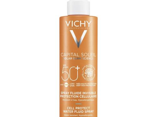 Capital Soleil Spray fluide invisible protection cellulaire SPF50+ de Vichy (22,20 euros)