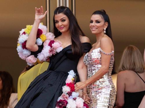 CANNES, FRANCE - MAY 18: (L-R) Actresses Aishwarya Rai and Eva Longoria attend the screening of "Top Gun: Maverick" during the 75th annual Cannes film festival at Palais des Festivals on May 18, 2022 in Cannes, France. (Photo by Marc Piasecki/FilmMagic)