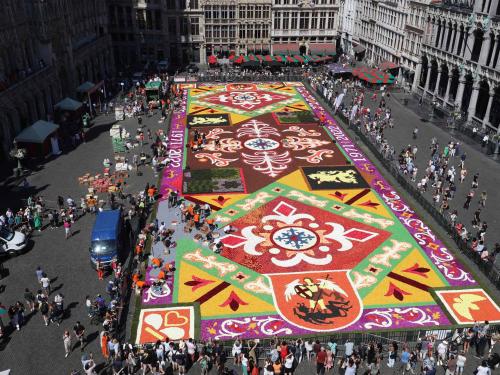 The Flower Carpet at The Grand Place/Grote Markt of Brussels opens for it's 50th edition today, Friday 12 August 2022. The show last four days, from 12 to 15 August.
BELGA PHOTO NICOLAS MAETERLINCK