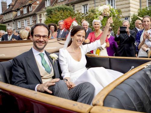 03-08-2022 Marriage Wedding of Count Charles-Henri d Udekem d Acoz, the younger brother of the Belgium Queen, and Caroline Philippe at Pont-L Eveque in France.© ddp images/PPE/Nieboer Point de Vue out