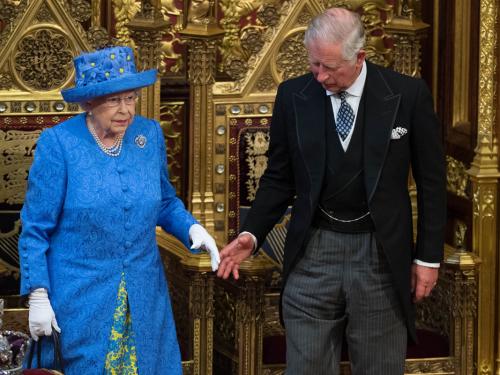 LONDON, ENGLAND - JUNE 21:  Queen Elizabeth II and Prince Charles, Prince of Wales attend the State Opening Of Parliament in the House of Lords at the Palace of Westminster on June 21, 2017 in London, England. This year saw a scaled-back State opening of Parliament Ceremony with the Queen arriving by car rather than carriage and not wearing the Imperial State Crown or the Robes of State.  (Photo by Stefan Rousseau - WPA Pool/Getty Images)