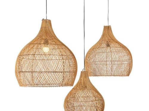 Organische rotan lampenkap ‘Bawang Natural’, fair trade en handgemaakt van 100 % natuurlijke en milieuvriendelijke materialen - € 349,85 voor set van 3 - originalhome.