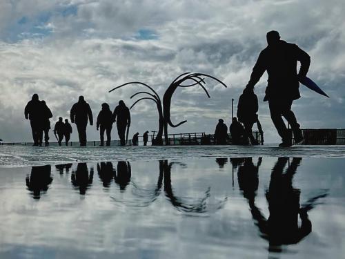 Op 21 oktober kon Katia dit beeld vastleggen van menselijke silhouetten en het kunstwerk ‘Dansende Golven’ op de zeedijk ter hoogte van het Kursaal. “Ik breng niet zo graag mensen in beeld omwille van hun privacy. Spelen met silhouetten en schaduwen is een ideaal alternatief”, legt ze uit.