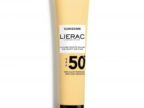 Le fluide velouté solaire visage SPF50+ Sunissime, Lierac, 34 euros les 40 ml.