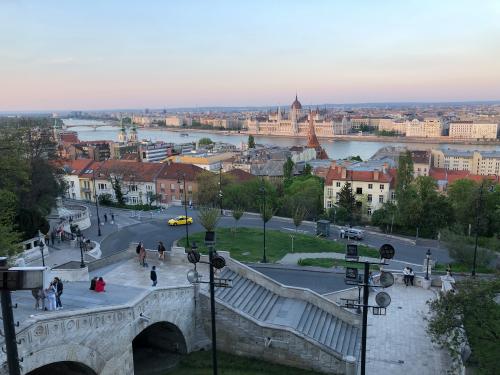 La vue sur Pest depuis Buda (avec le parlement à gauche)