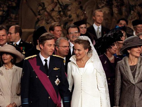 4 décembre 1999. Le mariage du Prince Philippe de Belgique et de Mlle Mathilde d'Udekem d'Acoz.