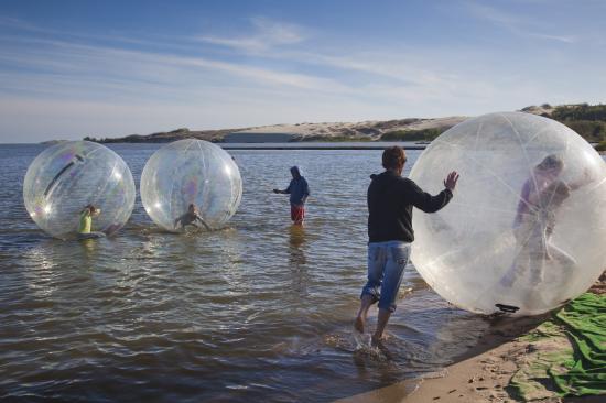 Waterballs, skidorp, zomer, vakantie