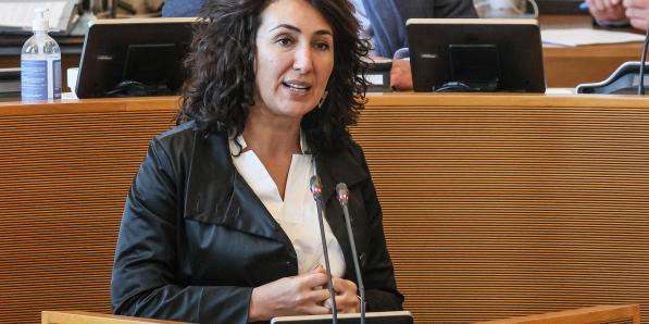 Walloon vice-minister president and minister of Work, Social Action, Health and Equal Opportunities Christie Morreale pictured during a plenary session of the Walloon Parliament in Namur, Wednesday 01 February 2023. BELGA PHOTO BRUNO FAHY