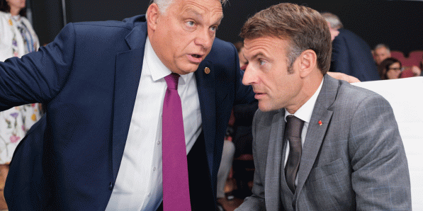 Viktor Orban en Emmanuel Macron op donderdag.